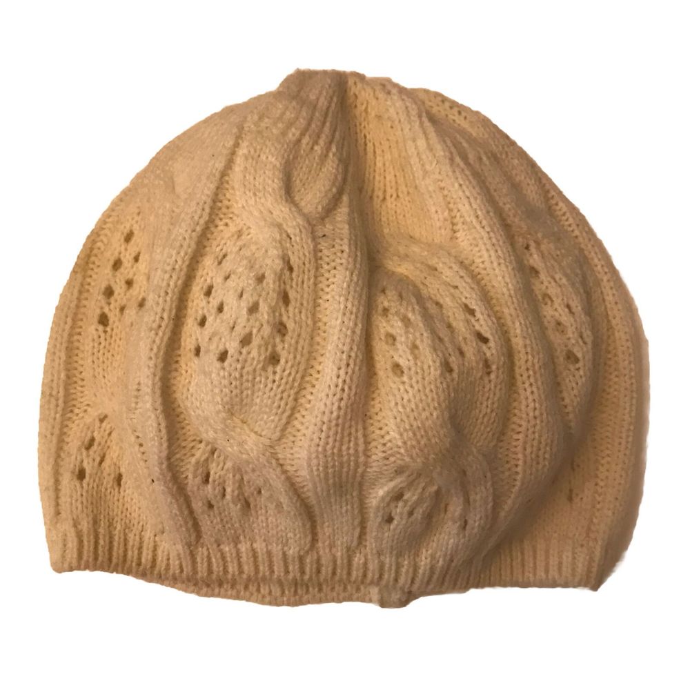 Kiva White Winter Knit Beanie Hat Light Breathable One Size